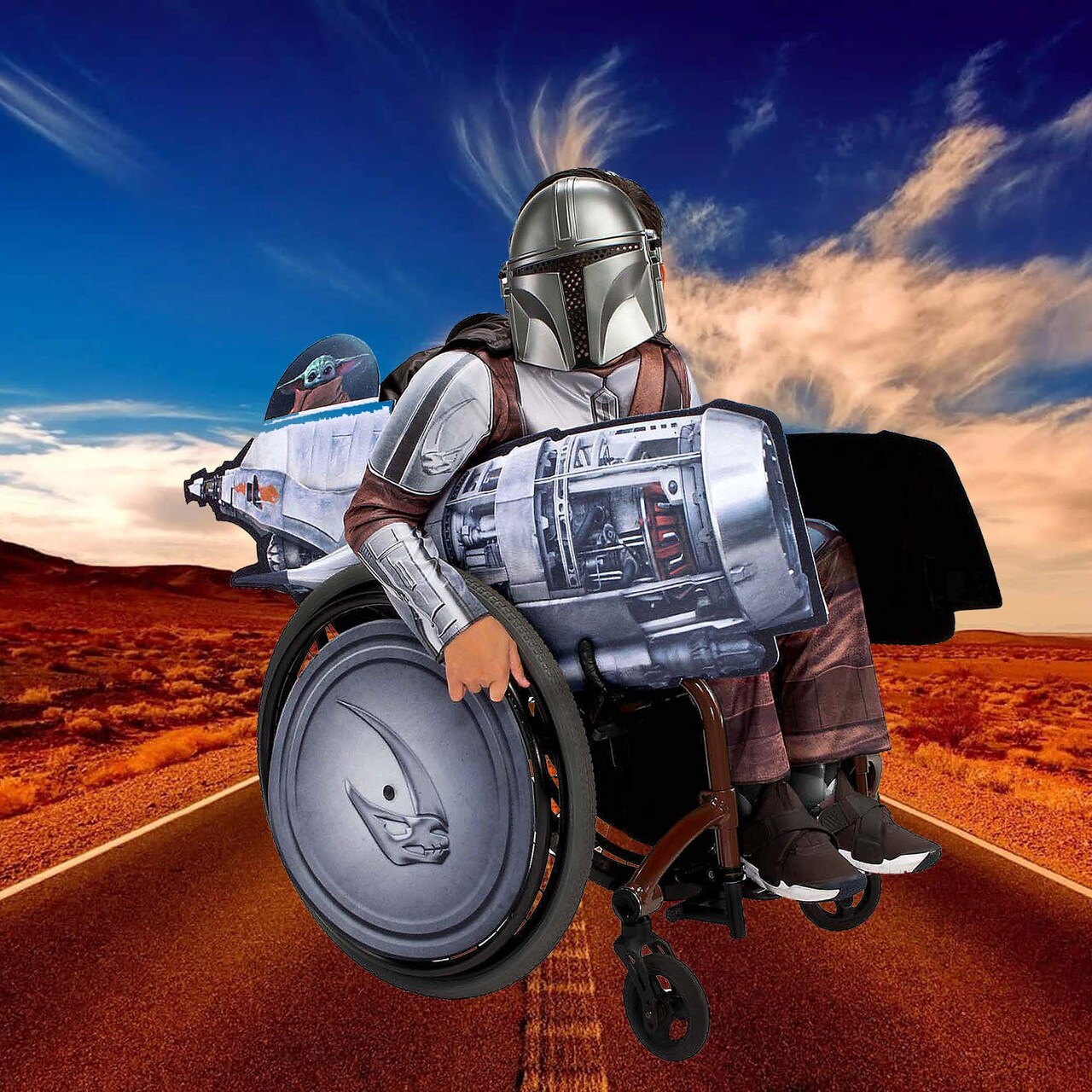 Mandalorian Star Wars Wheelchair Costume Accessory with Speeder Design Panels